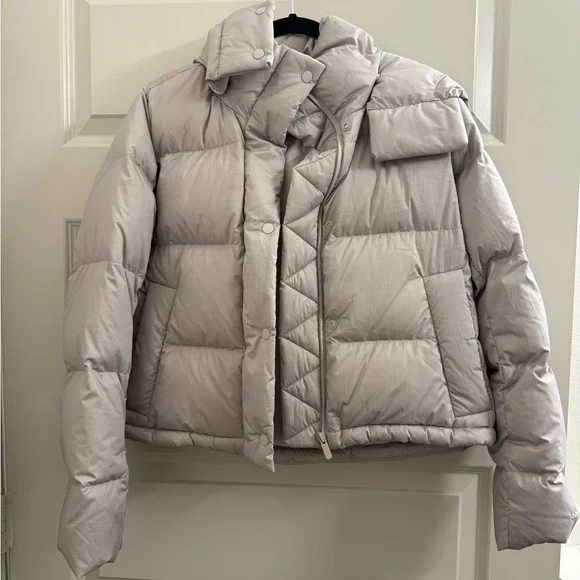 PERFECT CONDITION lululemon cropped wunder puff heathered natural ivory - Picture 5 of 9